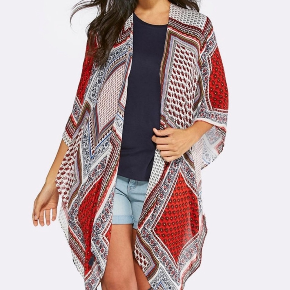 Pinky Boho Open Front Patchwork Tassel Festival K… - image 1